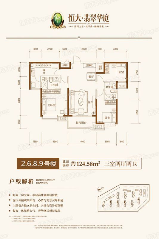 包頭裝修方案包頭恒大翡翠華庭124.58㎡