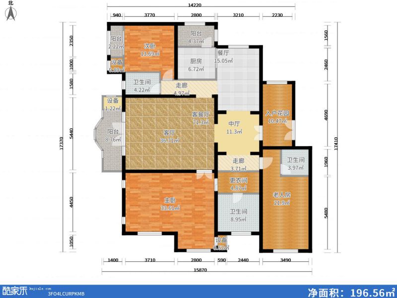 包頭裝修方案包頭加州郡府222㎡